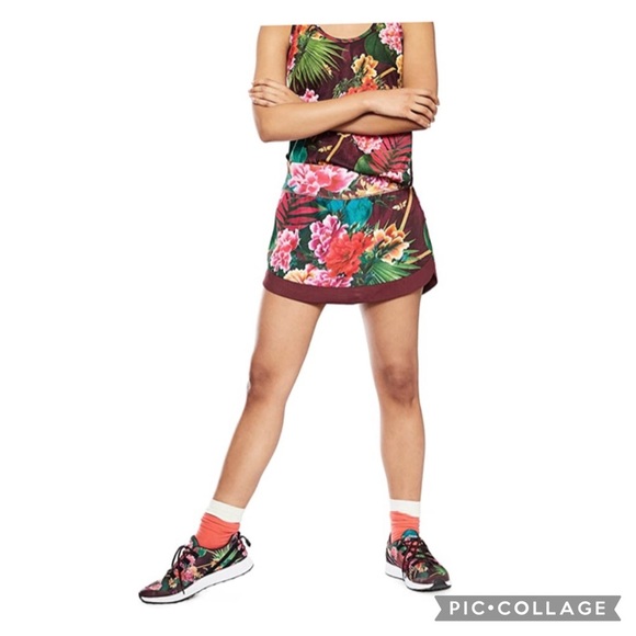 Desigual Sport 2 in 1 Skirt Oriental Tropical Floral Skort Size Large - Picture 13 of 16